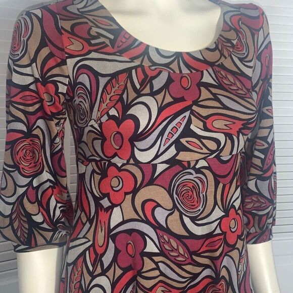 NWT Vintage Floral Psychedelic Print Mod Dress Medium - Picture 2 of 15